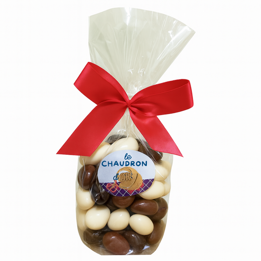 Amandes enrobées aux 3 chocolats – Sachet 200 g